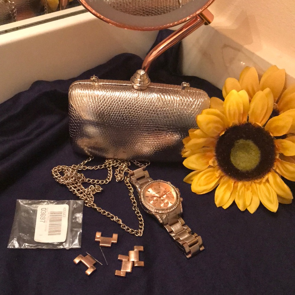 Shiny Rose gold clutch